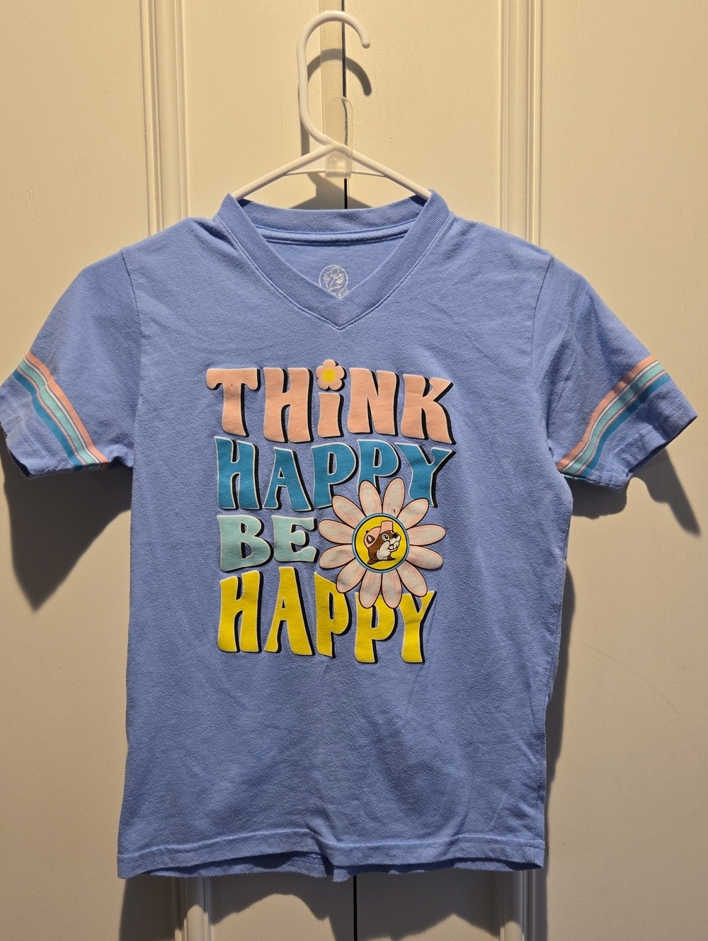 Girls' Think Happy Be Happy Graphic Tee - Light Blue